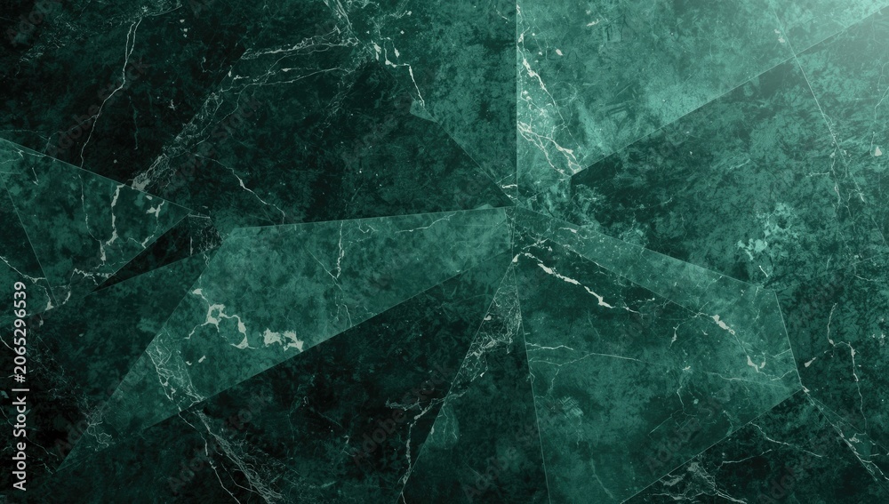Naklejka premium Green marble texture with angular geometric patterns