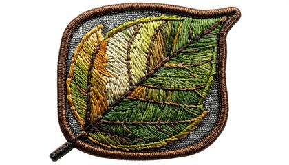A patch with a colorful leaf on a gray background