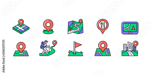 Set of Map Location Navigation Icons