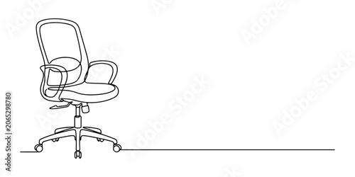 Tableau sur toile Office swivel chair illustration, modern workplace corporate icon, hand drawn outline vector illustration