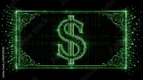 Glowing US Dollar Symbol Digital Currency Money Illustration