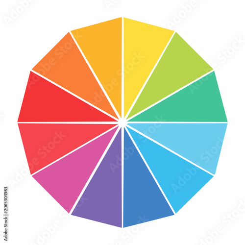Flat design color wheel with rainbow spectrum