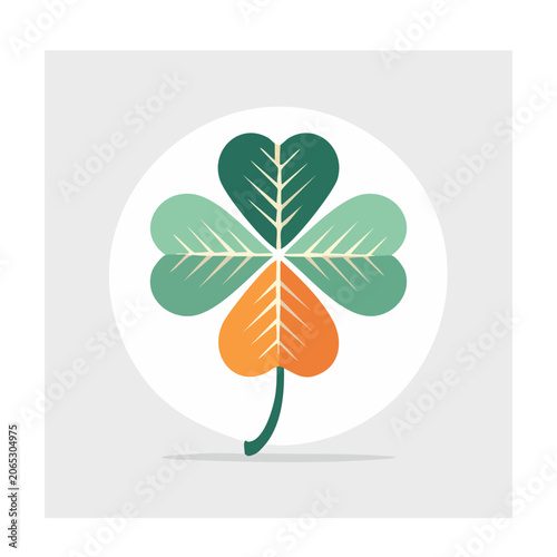Flat Design Four Leaf Clover Illustration
