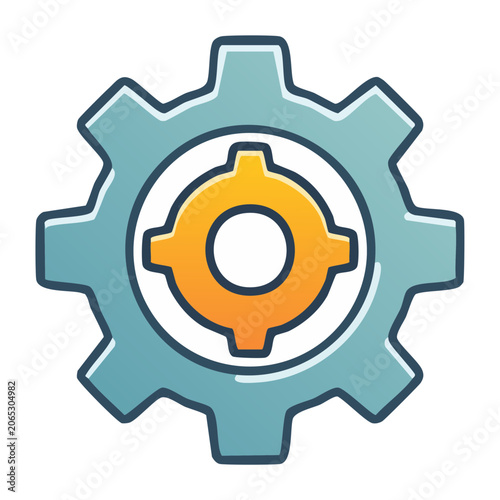 Flat design gear icon with transparent background
