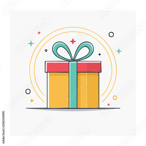 Flat design gift box icon with ribbon
