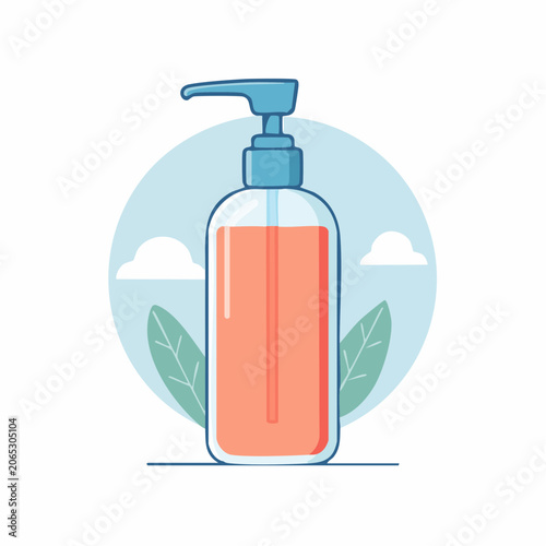 Liquid Soap Dispenser with Leaves and Clouds