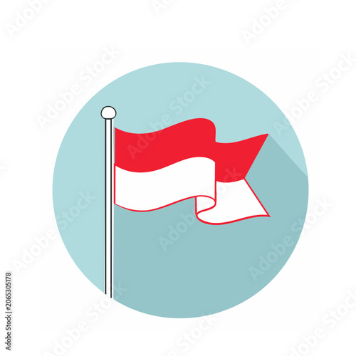 Red and white flag on pole icon