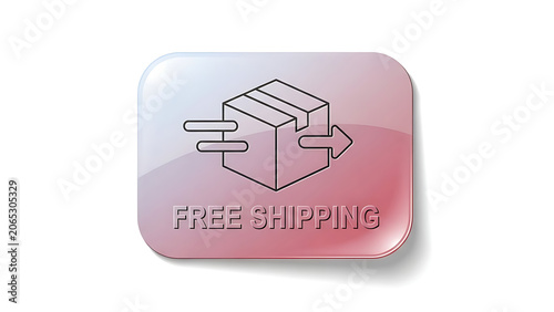 Free shipping badge, delivery icon, ecommerce label, pink gradient sticker