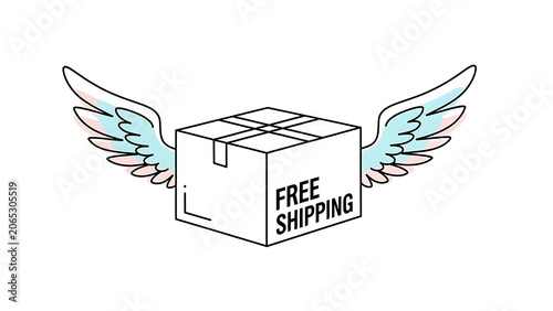 Free shipping, delivery, wings, package, icon