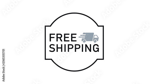 Free shipping badge, delivery icon, ecommerce label, promotional sticker