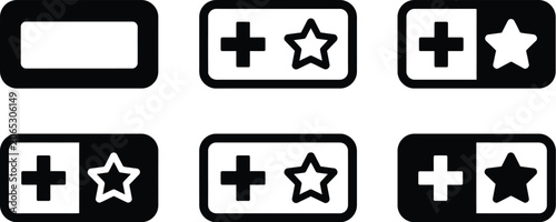 Plus icon set vector graphic for evaluation and rating UI