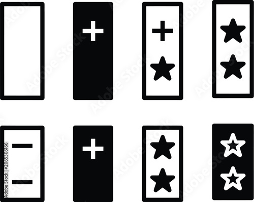 Plus icon set vector vertical bar rating and assessment UI