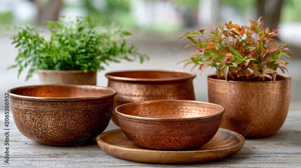 Fototapeta premium Handcrafted ceramic bowls collection, artisan pottery display, traditional craftsmanship, rustic home decor concept.