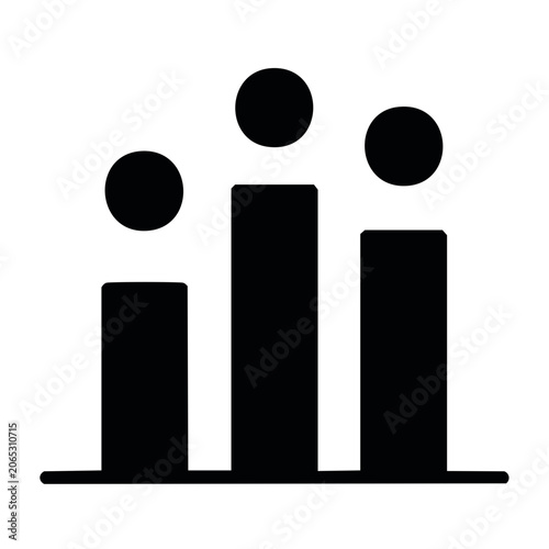 Minimalist black bar chart icon on transparent background