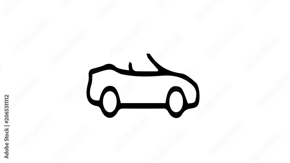 Obraz premium Minimalist Convertible Car Icon Line Art Illustration on White