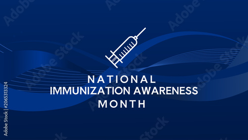 Photos National immunization awareness month banner with syringe - vector illustration
