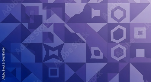 Abstract geometric pattern with blue shapes and squares isolated on transparent background
