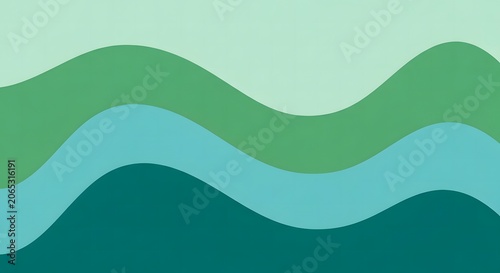 Abstract green and blue wavy layers background isolated on transparent background