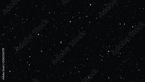 Shining Stars on Black Background Seamless Night Sky Pattern with Sparkling Glitter
