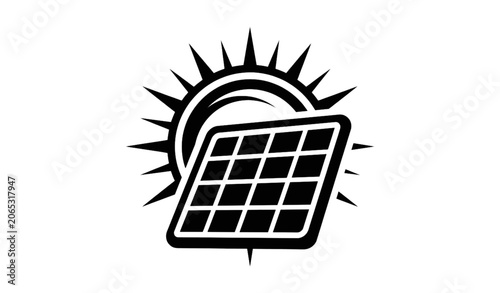 Foto Clean Energy Solar Panel Solid Icon Template Black Vector Illustration