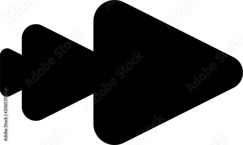 Canvastavla Rounded triple arrow silhouette, Smooth fast forward symbol, Layered arrowhead v