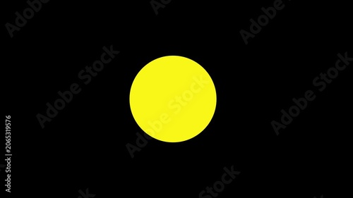 Animated video of airplane silhouette flying across a vibrant yellow sun. The aircraft passes in front of the stylized solar disc,dramatic black shape against the bright circle on black background