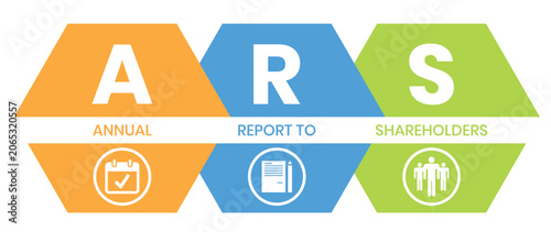 ARS - Annual Report to Shareholders acronym. business concept background. vector illustration concept with keywords and icons. lettering illustration with icons for web banner, flyer
