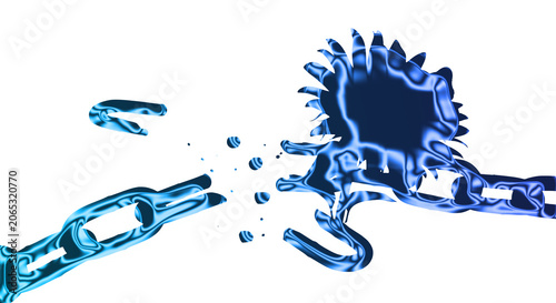 Canvas Print Water droplets splash on a transparent background as a chain breaks free