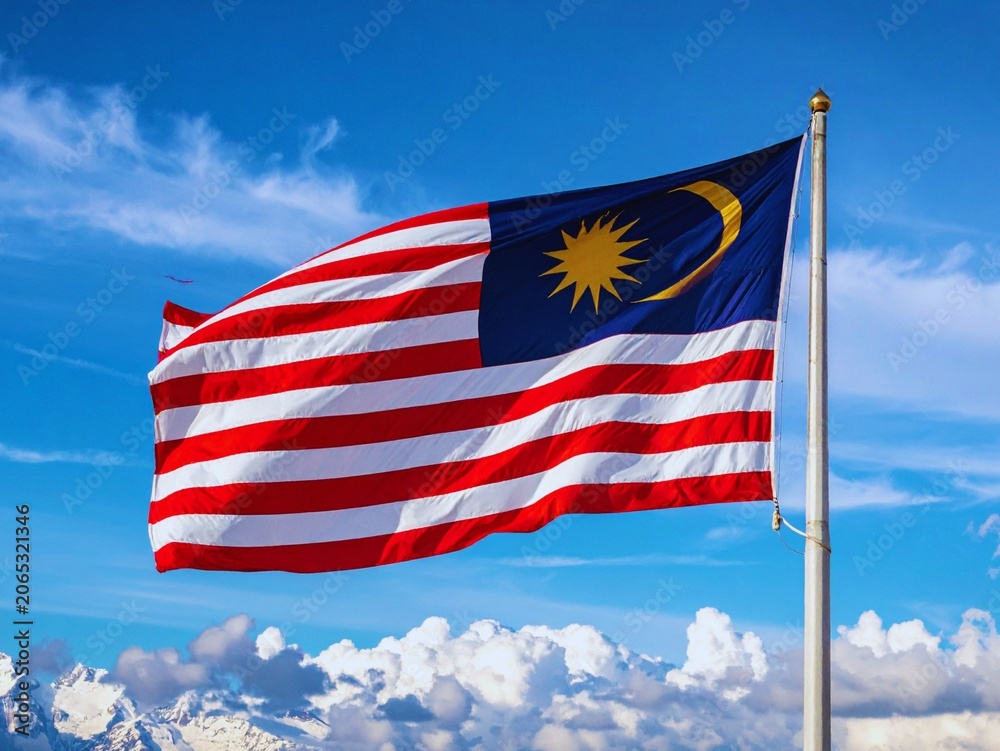Fototapeta premium Malaysia flag waving in the wind