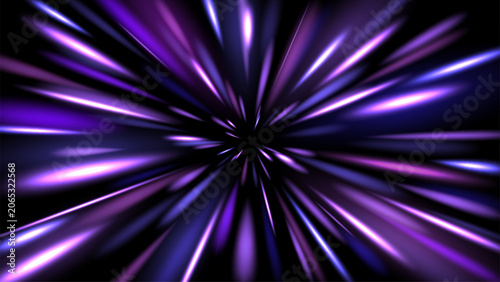 Dynamic Purple Light Speed Background, Vector Illustration