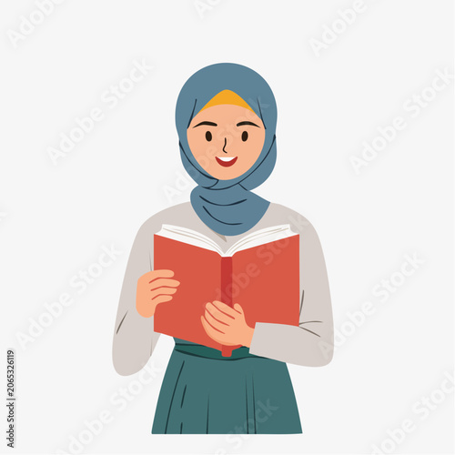 Muslim Woman Reading a Book