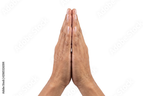 Canvastavla Two hands pressed together in a praying or greeting gesture