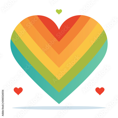 Rainbow Heart with Small Hearts Illustration