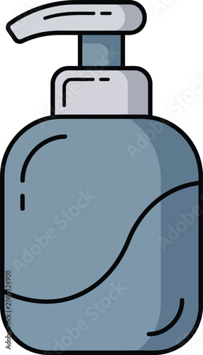 Liquid Soap Dispenser Bottle Cartoon Hygiene Product Vector Illustration.