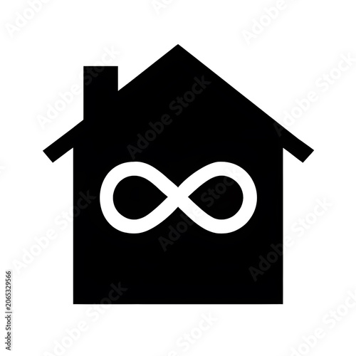 Smart Home Infinity Technology Black Glyph Vector House Icon