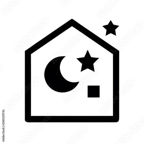 Night Home Moon and Star House Icon