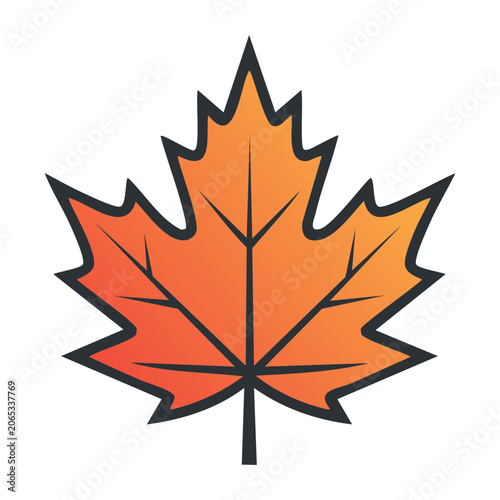 Orange and Red Maple Leaf Icon on Transparent Background