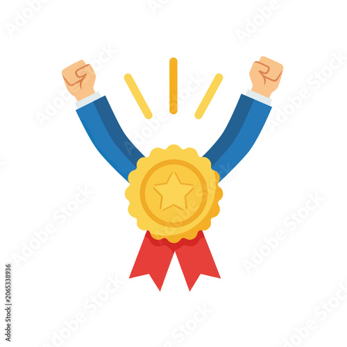 Obraz na plátne Trophy Medal Ribbon Award Winner Success.