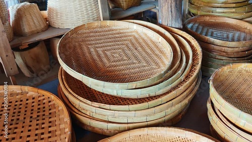 Thai traditional handicrafts made from bamboo , Thai folk handicrafts , hand made