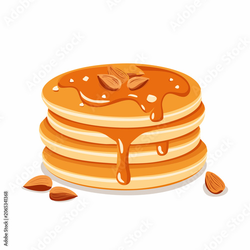Stack of Pancakes with Honey and Almonds