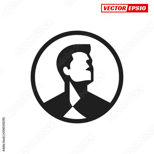 Stylish Man Silhouette in Circle Modern Minimalist Design.