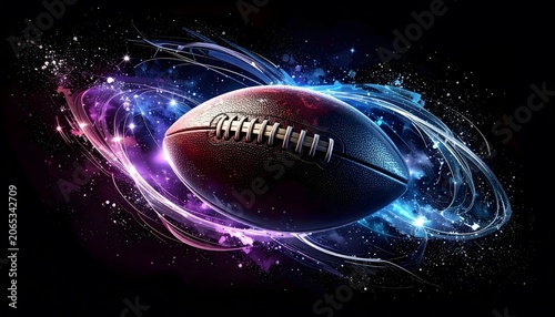 American football with glowing swirling lights.