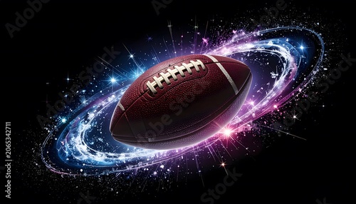 American football in a cosmic swirl.
