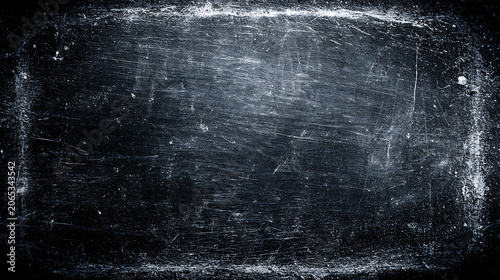 Dark Grungy Scratched Metal Texture Background with Distressed Frame Border