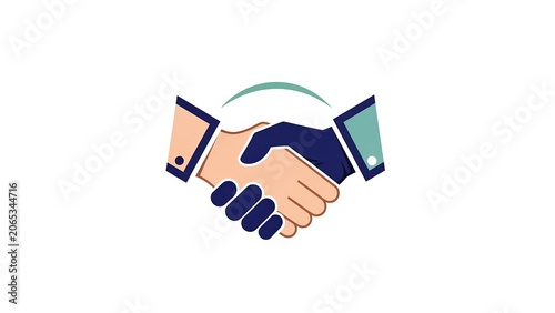 Business handshake vector icon representing partnership agreement and collaboration on white background.