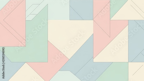 Minimalist Abstract Geometric Background with Pastel Mosaic Shapes