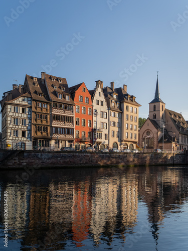 Historic Riverside Houses in Petite France Strasbourg at Sunset