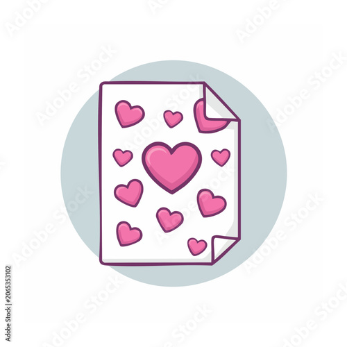Pink Hearts on Paper Illustration
