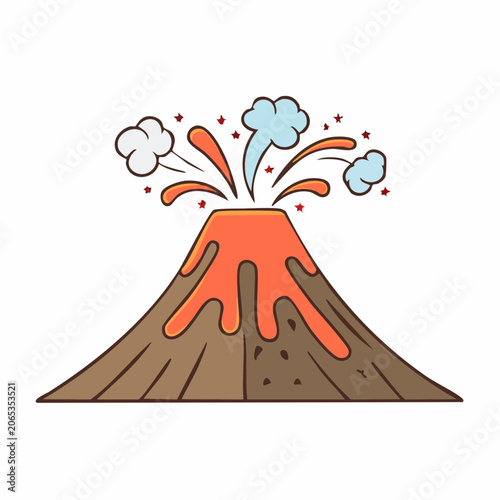 Cartoon Volcano Erupting Lava and Smoke
