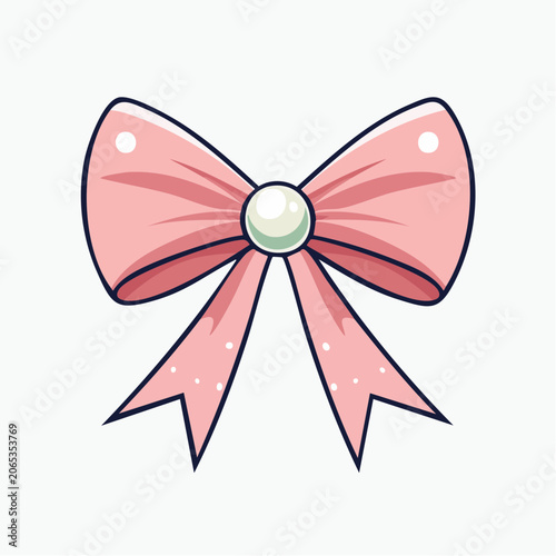 Pink Bow with Pearl Accent